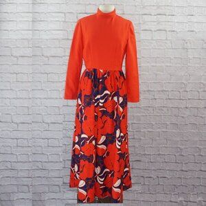 Vintage 70s Floral Retro Maxi Dress